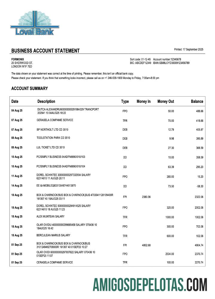 Santa Lúcia Loyal Enterprise Statement Modelo Word e PDF
